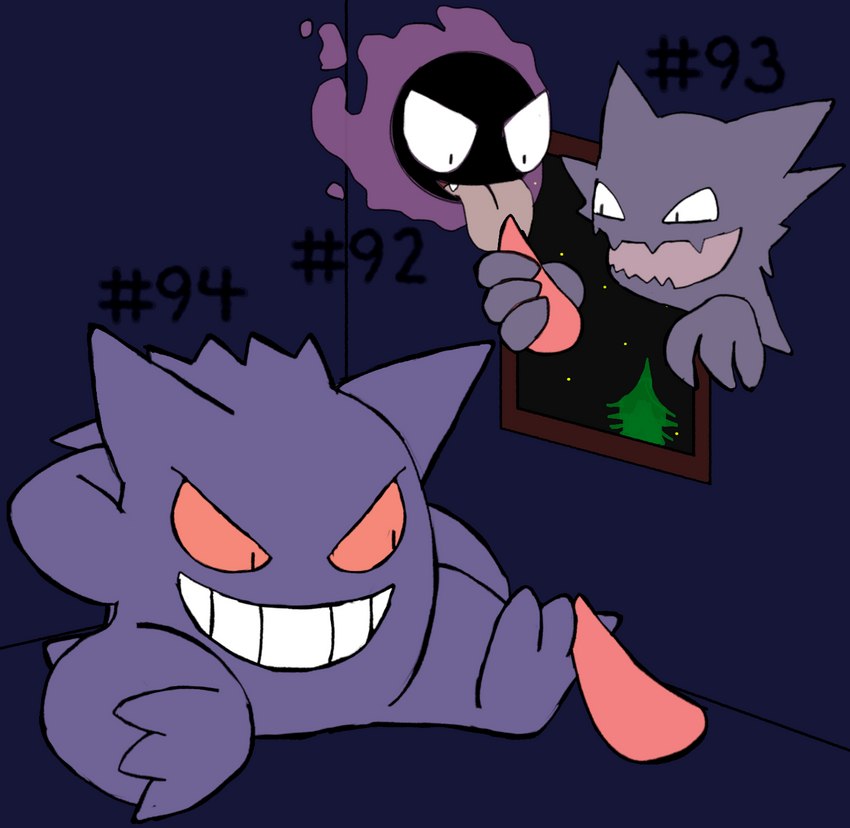 3_fingers 3_toes ambiguous_gender erection feet fingers foot_fetish foot_play footjob genitals group handjob hashtag id_number male number penile penis red_eyes sex smile tapering_penis teeth text toes tongue tongue_out trio_focus secretsableye nintendo pokemon gastly generation_1_pokemon gengar haunter pokemon_(species) 2023 digital_media_(artwork) hi_res