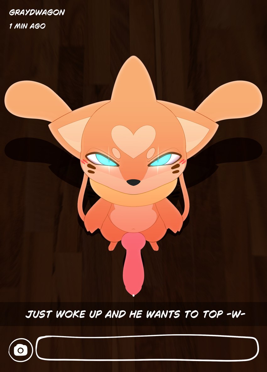 animal_genitalia animal_penis anthro big_penis blue_eyes canine_genitalia canine_penis caption erection fur genitals knot looking_at_viewer looking_up looking_up_at_viewer male orange_body orange_fur penis small_but_hung solo text knowdwagon nintendo pokemon buizel generation_4_pokemon pokemon_(species) absurd_res english_text hi_res