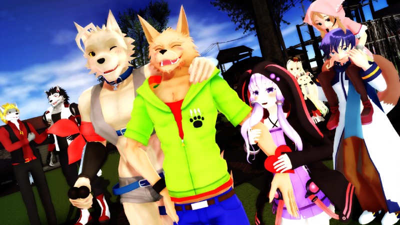 anthro blue_eyes blush carrying_another clothed clothing female fur grey_body grey_fur group hair male muscular muscular_male piggyback purple_hair smile young malicekira utau vocaloid ikuto_waon kaito_(vocaloid) mayu_(vocaloid) ooka_miko sarasa_arujine sou_notamine won_hoyurine yuzuki_yukari animal_humanoid canid canid_humanoid canine canine_humanoid canis domestic_dog humanoid mammal mammal_humanoid wolf wolf_humanoid 16:9 2019 3d_(artwork) digital_media_(artwork) widescreen