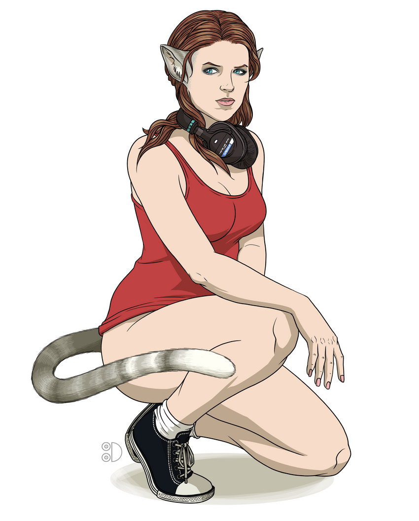 alternate_species blue_eyes breasts brown_hair clothed clothing electronics female footwear hair headphones inner_ear_fluff looking_aside shoes simple_background socks solo tail transformation tuft white_background tittydispenser anna_kendrick real_world anna_kendrick_(character) animal_humanoid cat_humanoid felid felid_humanoid feline feline_humanoid humanoid mammal mammal_humanoid 2020 absurd_res hi_res