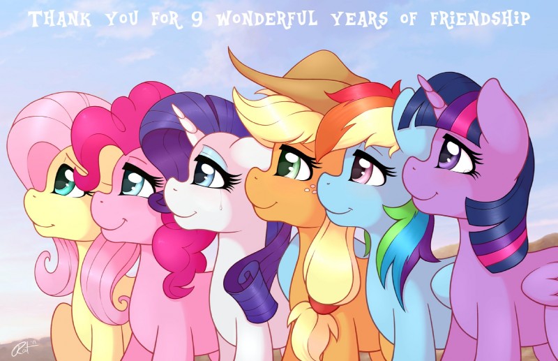 blonde_hair blue_eyes bodily_fluids feathered_wings feathers female feral freckles green_eyes group hair horn multicolored_hair pink_hair purple_eyes purple_hair rainbow_hair smile tears the_mane_six wings ratofdrawn friendship_is_magic hasbro my_little_pony mythology applejack_(mlp) fluttershy_(mlp) mane_six_(mlp) pinkie_pie_(mlp) rainbow_dash_(mlp) rarity_(mlp) twilight_sparkle_(mlp) earth_pony equid equine horse mammal mythological_creature mythological_equine pony unicorn winged_unicorn hi_res