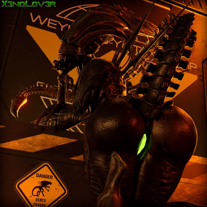 anus big_butt bioluminescence black_body black_skin butt crown digitigrade female genitals glowing glowing_genitalia glowing_pussy headgear inner_mouth open_mouth presenting presenting_hindquarters pussy solo spikes spikes_(anatomy) thick_thighs wide_hips thekidxeno alien_(franchise) dead_by_daylight alien xenomorph xenomorph_queen 1:1 3d_(artwork) absurd_res digital_drawing_(artwork) digital_media_(artwork) hi_res huge_filesize