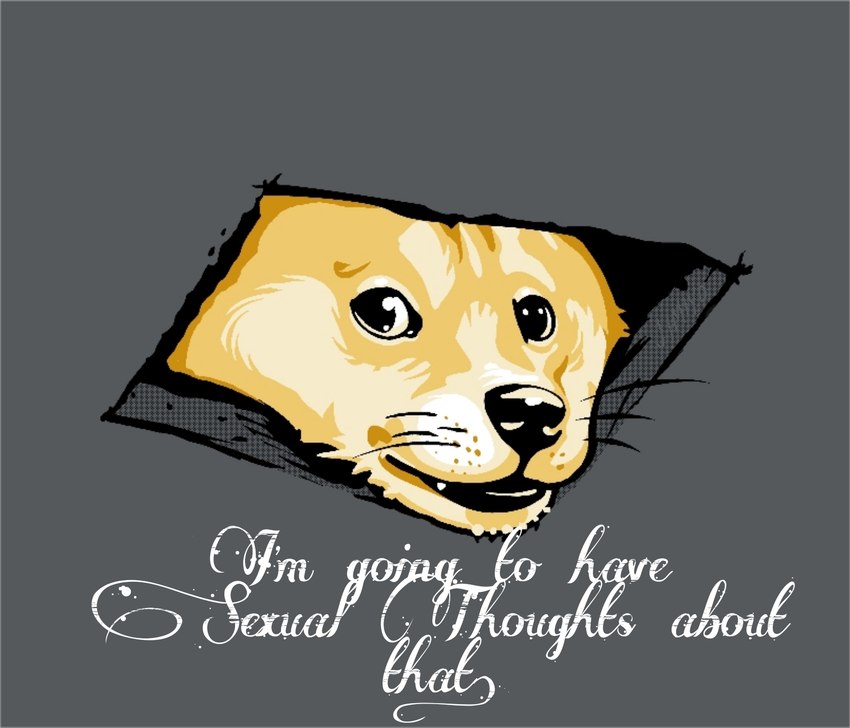 feral grey_background simple_background solo text jimiyo ceiling_cat dogelore i'm_gonna_have_sexual_thoughts_about_that doge canid canine canis domestic_dog mammal shiba_inu spitz hi_res image_macro meme reaction_image