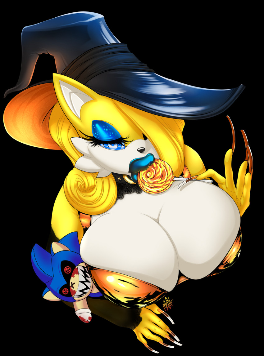 anthro breasts candy cleavage cleavage_overflow clothed clothing collar crossgender dessert eyeshadow female fingernails food hat headgear headwear lips lipstick lollipop makeup mtf_crossgender nails solo thick_lips witch_hat meshpet sega sonic_the_hedgehog_(series) miles_prower eulipotyphlan hedgehog mammal 2017 alpha_channel digital_media_(artwork) hi_res shaded