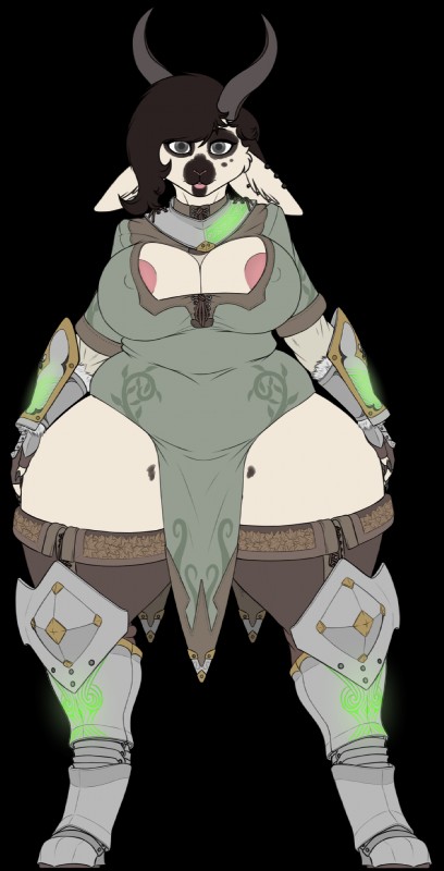 anthro areola armor belly belly_overhang belly_rolls big_breasts breasts brown_body brown_fur clothed clothing curvy_figure digitigrade female front_view fur hair horn huge_breasts looking_at_viewer multicolored_body multicolored_fur nipple_outline overweight overweight_anthro overweight_female slightly_chubby smile solo spread_legs spreading tan_body tan_fur thick_thighs tight_clothing two_tone_body two_tone_fur voluptuous wide_hips nilla_(artist) vanilla_(nilla) lagomorph leporid mammal rabbit 2017 alpha_channel digital_drawing_(artwork) digital_media_(artwork) hi_res