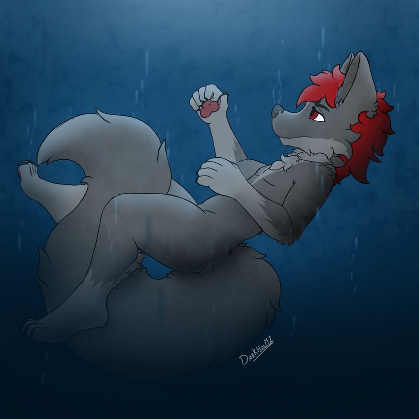 anthro male sad solo water darkholm1 dark_(darkholm1) canid canine canis mammal wolf 1:1 hi_res