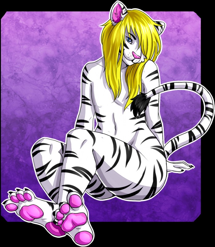 anthro curvy_figure feet femboy leucistic male nude paws solo hardcorecandystore nyla_(whitekitteh) felid mammal pantherine tiger alpha_channel hi_res