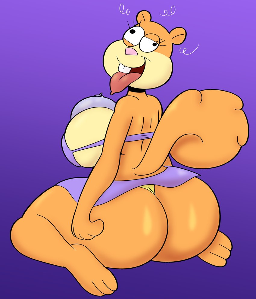 anthro big_breasts big_butt bikini breasts buckteeth butt clothing confusion cross-eyed female kneeling pink_nose solo swimwear tail teeth tongue tongue_out two-piece_swimsuit someth1ngoranother nickelodeon spongebob_squarepants sandy_cheeks mammal rodent sciurid absurd_res hi_res