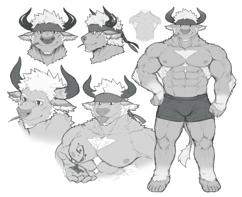 5_fingers 5_toes abs anthro biceps biped clothed clothing feet fingers fur hair horn humanoid_hands male muscular muscular_anthro muscular_male nipples pecs solo toes topless rpbbw lifewonders tokyo_afterschool_summoners shennong_(tas) bovid bovine cattle mammal 2020 hi_res