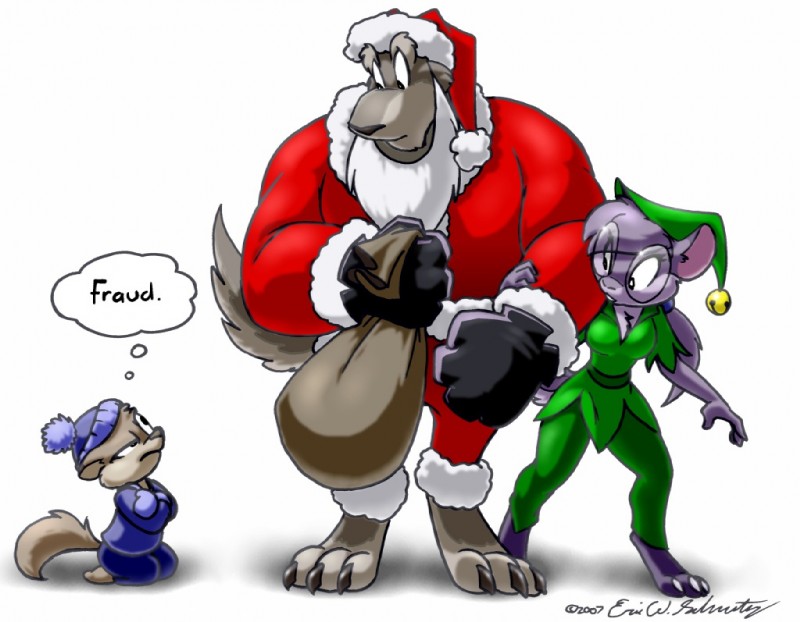 carli chinchilla, santa claus, spike wolf, and timothy squirrel-woolfe (sabrina online and etc) created by eric schwartz