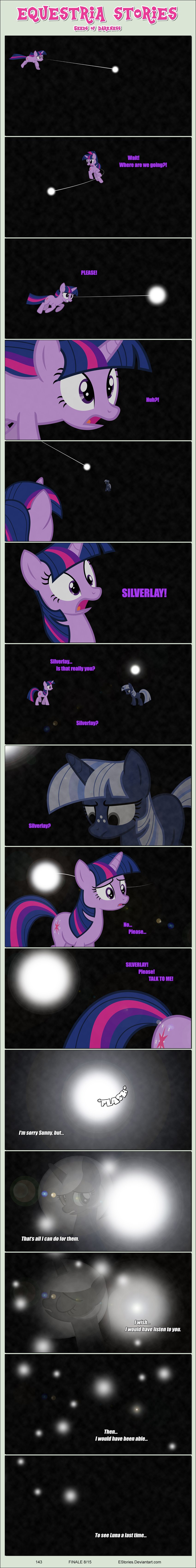 bangs black_background black_border border chasing cutie_mark darkness dialogue ears_up eyes_closed female feral freckles group horn open_mouth orb regret regrets running simple_background text trio white_freckles white_light white_orb wings estories friendship_is_magic hasbro my_little_pony mythology holly_(estories) silverlay_(estories) twilight_sparkle_(mlp) equid equine mammal mythological_creature mythological_equine unicorn winged_unicorn absurd_res english_text hi_res long_image tall_image url