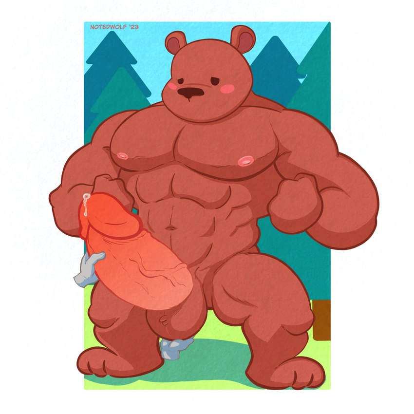 abs anthro bent_legs big_penis blush bodily_fluids disembodied_hand dripping duo erection flexing flexing_bicep flexing_both_biceps flexing_muscles forest forest_background genital_fluids genitals half-closed_eyes hands_clenched huge_penis hyper hyper_genitalia hyper_penis leaking_precum looking_pleasured male masturbation muscular muscular_male narrowed_eyes nature nature_background nipples owo penis plant pose precum precum_drip precum_string pubes simple_background simple_coloring simple_face solo_focus spread_legs spreading textured tree uwu vein veiny_penis notedwolf bear mammal ursine 1:1 2023 digital_drawing_(artwork) digital_media_(artwork) hi_res pinup shaded simple_shading