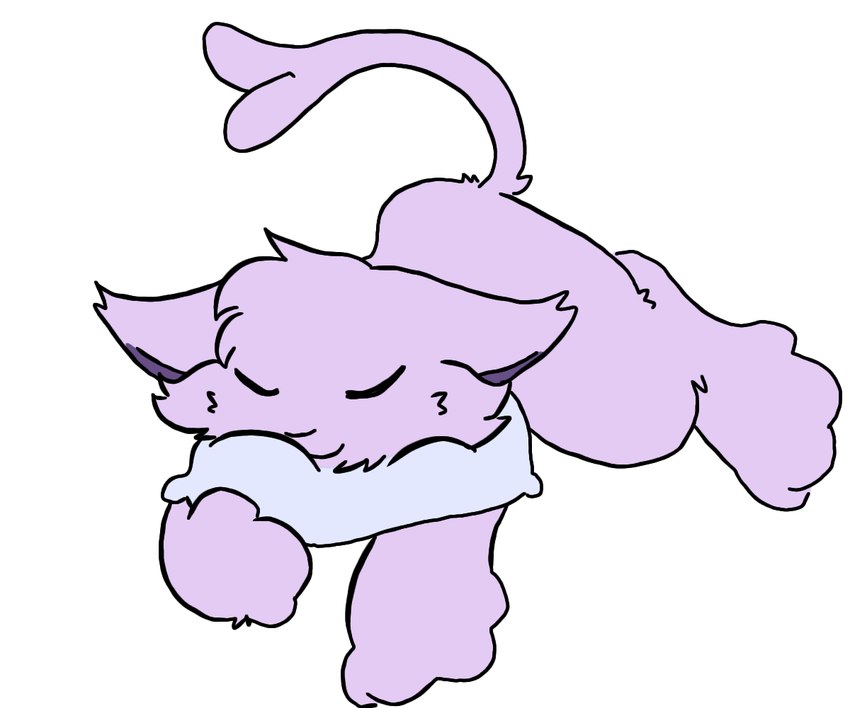 anthro eyes_closed female fur lying on_front paws pillow purple_body purple_fur simple_background sleeping smile tail vaporeon1770 nintendo pokemon avery_(vaporeon1770) fan_character domestic_cat eeveelution espeon felid feline felis generation_2_pokemon mammal pokemon_(species) 6:5 digital_drawing_(artwork) digital_media_(artwork)