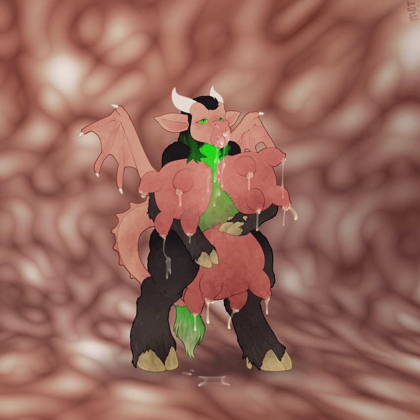 anthro auxiliary_nipple bodily_fluids breasts breasts_and_teats female flesh_vortex flesh_wall growth hooves horn huge_udders hyper hyper_udders lactating membrane_(anatomy) membranous_wings mouth_anus multi_udder quad_nipples solo tail teats transformation udder_breasts udder_growth udders wings mot mythology bovid bovine dragon mammal mythological_creature mythological_scalie scalie 1:1 digital_media_(artwork) hi_res