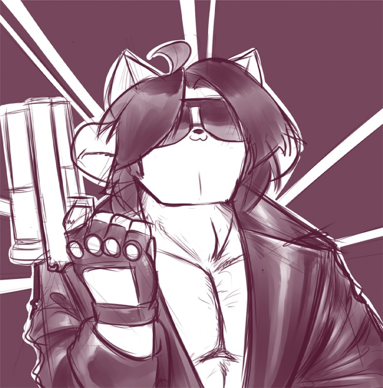 :3 ambiguous_gender anthro clothing cybernetics eyewear fingerless_gloves gloves gun handwear machine parody ranged_weapon solo sunglasses weapon darkshreaders terminator_(franchise) terminator_gun_pose_(meme) undertale undertale_(series) temmie_(undertale) the_terminator_(terminator) android cyborg robot t-800_series_(terminator) tem terminators_(terminator) meme