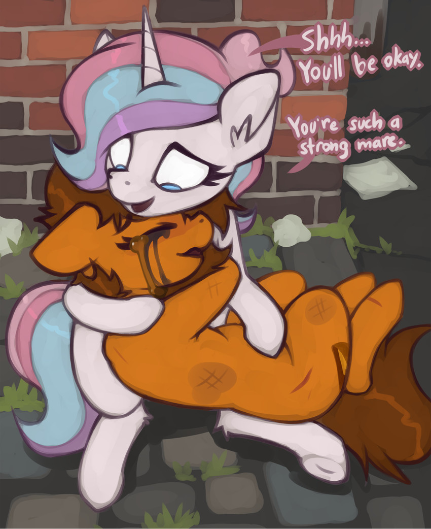 bodily_fluids comforting crying duo female female/female feral tears marsminer hasbro my_little_pony venus_spring equid equine horse mammal pony hi_res