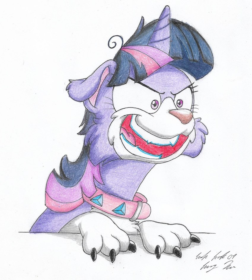 angry claws facial_expressions female feral going_bananas horn insane paws solo unicorn_horn silversimba01 friendship_is_magic hasbro my_little_pony twilight_sparkle_(mlp) border_collie canid canine canis collie domestic_dog herding_dog mammal pastoral_dog sheepdog hi_res traditional_media_(artwork)