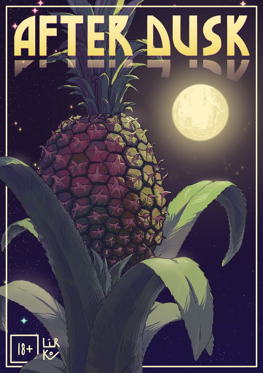 18+_adults_only_sign food fruit light moon moonlight night not_furry pineapple plant sky star starry_sky text zero_pictured lirkov comic cover cover_art cover_page digital_media_(artwork) english_text hi_res