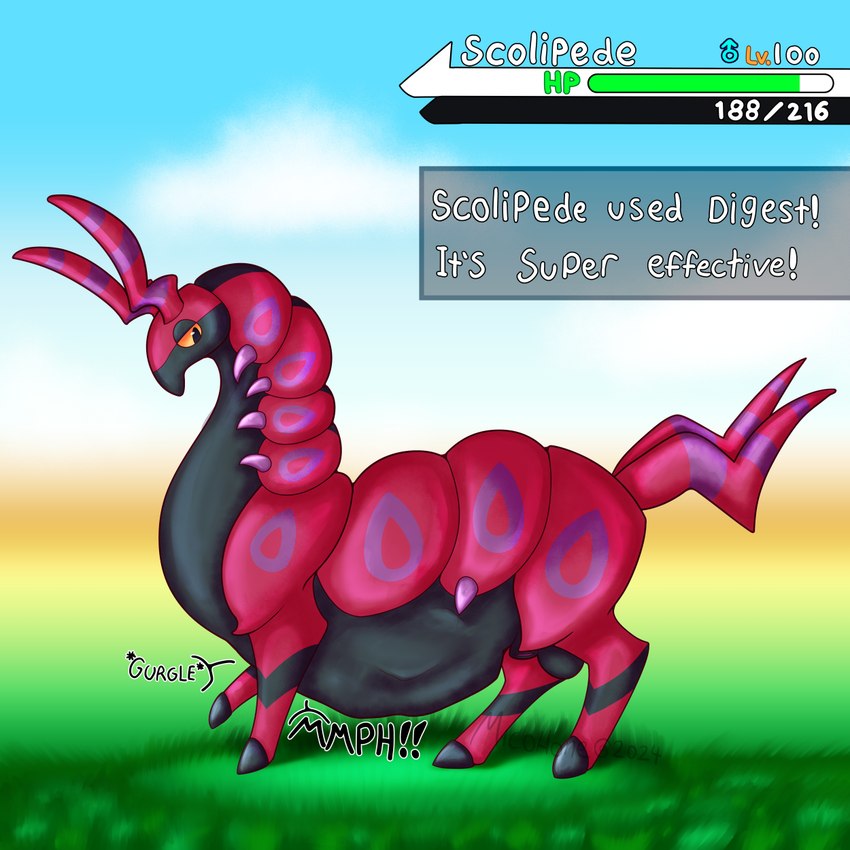 animal_genitalia balls digestion digestion_noises fatal_vore feral feral_pred gameplay_mechanics genitals gurgle_(sound_effect) male male_pred pokemon_battle sheath solo text_box unseen_prey vore micohone nintendo pokemon generation_5_pokemon pokemon_(species) scolipede 1:1 digital_drawing_(artwork) digital_media_(artwork) hi_res