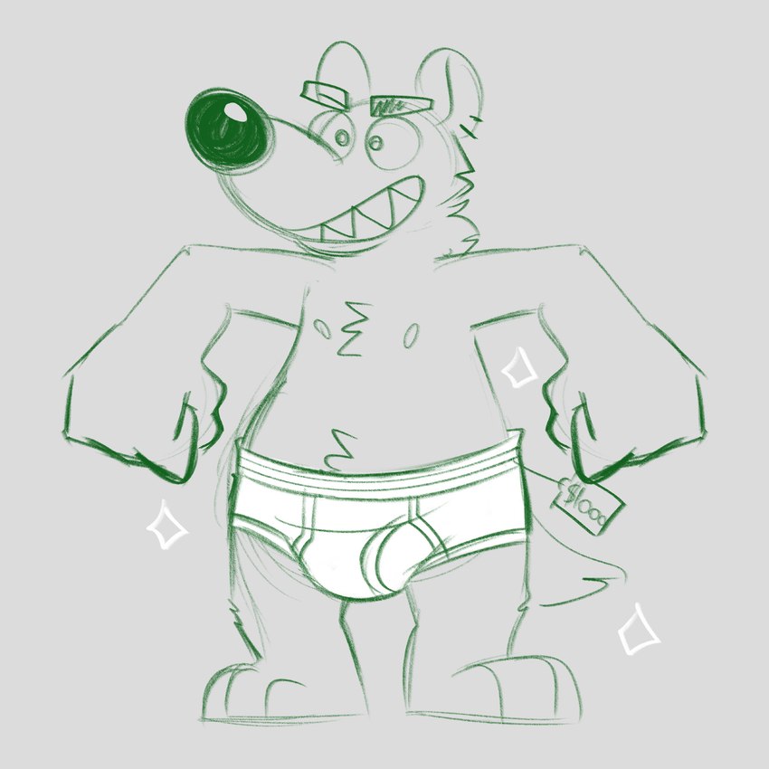 anthro big_nose briefs bulge clothing grey_background male money open_mouth price_tag simple_background smile solo sparkles standing teeth_showing text tighty_whities underwear white_briefs white_clothing white_underwear goronic 1:1 full-length_portrait hi_res portrait