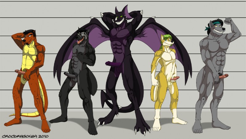 abs anthro balls biceps big_muscles big_penis black_body black_fur black_hair black_scales circumcised circumcision_scar claws erection fangs flexing foreskin fur genital_scar genitals green_eyes grin group hair horn humanoid_genitalia humanoid_penis lineup looking_at_viewer male masturbation membrane_(anatomy) membranous_wings muscular muscular_male nude partially_retracted_foreskin pecs penile penile_masturbation penis pose presenting pubes purple_body retracted_foreskin scales scar smile standing tail teeth tongue vein wings crocdragon89 european_mythology mythology nokamarau croc_(crocdragon89) fenris_williams jason_takayama ricky_jackson zeke_(crocdragon89) canid canine canis dragon mammal mythological_creature mythological_scalie scalie western_dragon wolf bruno_(disambiguation)