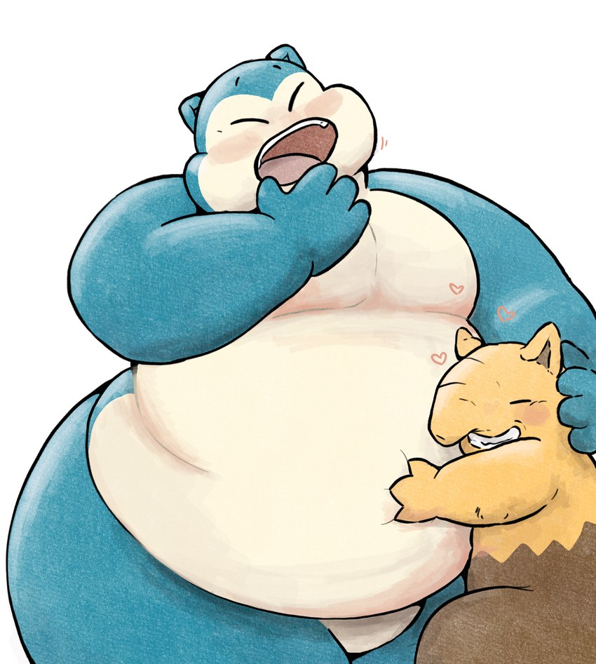 belly cuddling duo heart_symbol hug huge_thighs male male/male moobs open_mouth size_difference slightly_chubby slightly_chubby_male snout thick_thighs tired wide_hips yawn mamayong_(artist) nintendo pokemon drowzee generation_1_pokemon pokemon_(species) snorlax hi_res