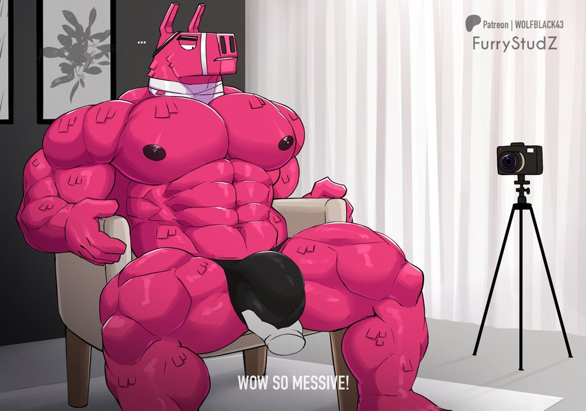 abs anthro areola bandage bandage_on_face barazoku belly biceps big_belly big_bulge big_muscles bulge bulge_fondling camera chair clothed clothing deltoids detailed_bulge dialogue disembodied_hand ellipsis eye_patch eyebrows eyewear fondling frown fur furniture head_wraps huge_bulge huge_muscles inside male muscular muscular_anthro muscular_male narrowed_eyes navel neck_wraps nipples obliques pecs pinata serratus sitting solo text thick_arms thick_thighs thong topless topless_anthro topless_male tuft underwear wool_(fur) wraps wolfblack43 epic_games fortnite patreon lt._john_llama animate_inanimate camelid living_pinata llama mammal 2025 english_text hi_res url