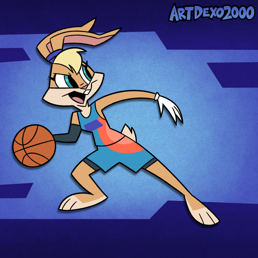 3_toes action_pose anthro ball barefoot basketball basketball_(ball) basketball_jersey basketball_uniform blonde_hair buckteeth clothing drop_shadow feet female gloves hair handwear outline paws plantigrade pose scut_tail short_tail solo sport sportswear tail teeth toes toony tune_squad_outfit tune_squad_outfit_(2021) uniform white_clothing white_gloves white_handwear artdexo2000 looney_tunes space_jam space_jam:_a_new_legacy warner_brothers lola_bunny lagomorph leporid mammal rabbit 1:1 absurd_res hi_res