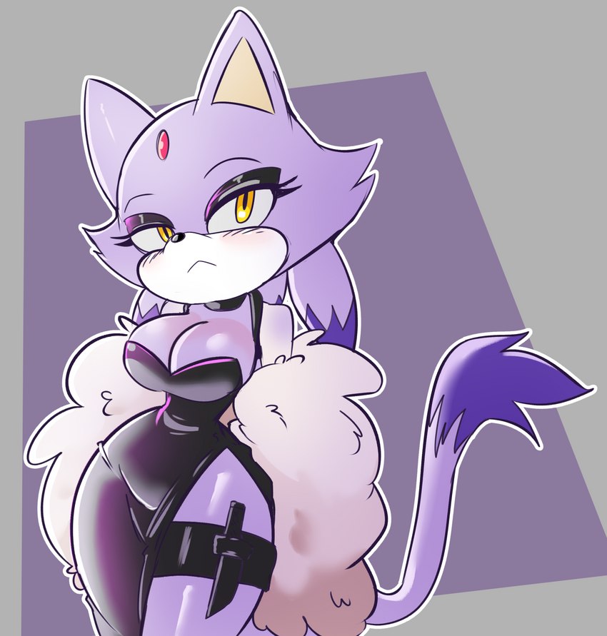 alternative_fashion anthro big_breasts blush breasts cleavage clothed clothing female goth hair_down short_stack solo tail solratic sega sonic_the_hedgehog_(series) blaze_the_cat domestic_cat felid feline felis mammal hi_res