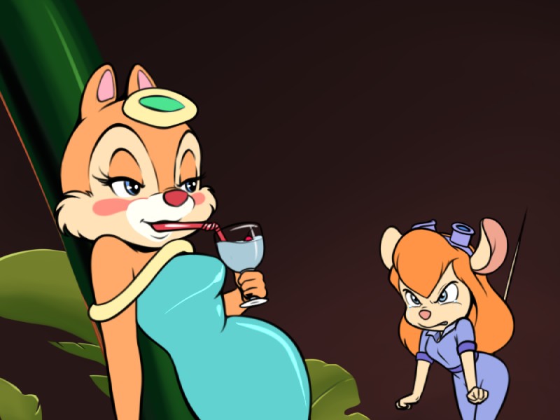 angry anthro bendy_straw blonde_hair blue_eyes bodily_fluids breasts clothed clothing dress drinking drinking_straw duo eyelashes female fingers fur hair jumpsuit pink_nose tail tan_body tan_fur tears pepipopo chip_'n_dale chip_'n_dale_rescue_rangers disney clarice_(disney) gadget_hackwrench chipmunk ground_squirrel mammal mouse murid murine rodent sciurid 4:3 meme