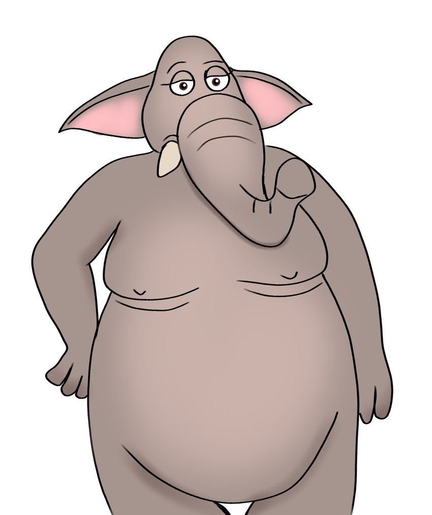 anthro big_breasts breasts female hand_on_hip larger_female nude_female nudist size_difference solo trunk tusks charl33 disney zootopia nangi_(zootopia) elephant elephantid mammal proboscidean hi_res