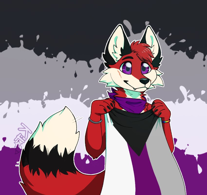 anthro asexual_pride_colors flag flag_(object) kit_(lemonfox) lgbt lgbt_pride male pride_color_flag pride_colors rainbow_flag rainbow_pride_flag rainbow_symbol solo lgbt_pride_month xfotzy canid canine felid feline fox hybrid mammal true_fox