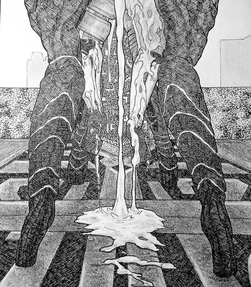 ambiguous_penetration big_dom_small_sub bodily_fluids cum cum_drip cum_inside cum_on_feet cum_on_ground cum_on_leg cybernetic_arm cybernetic_limb cybernetics dangling_legs diving_fins diving_suit dominant dripping duo excessive_cum excessive_genital_fluids feet female female_on_bottom female_penetrated from_behind_position genital_fluids hooves human_on_taur interspecies leaking_cum leg_cropped_sex leg_focus leg_grab lifted lifting_partner machine male male/female mostly_offscreen_character offscreen_sex on_bottom orgasm penetration puddle sex size_difference conditional_dnp theheartlands subnautica subnautica_below_zero unknown_worlds_entertainment al-an_(subnautica) robin_ayou alien architect_(subnautica) cyborg cyborg_taur human mammal taur absurd_res cross-hatching hatching_(art) hi_res monochrome shaded traditional_media_(artwork)