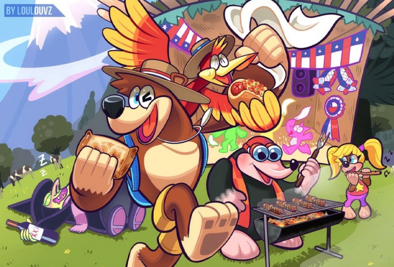 3_toes anthro barbecue barefoot beak brown_body brown_fur brown_pawpads chile chilean_flag cooking feet female fire food fur grilling group happy magic_user one_eye_closed pawpads paws soles toes wink witch young loulouvz banjo-kazooie rareware banjo_(banjo-kazooie) bottles_(banjo-kazooie) gruntilda_winkybunion kazooie tooty avian bear bird breegull humanoid mammal alternate_version_at_source