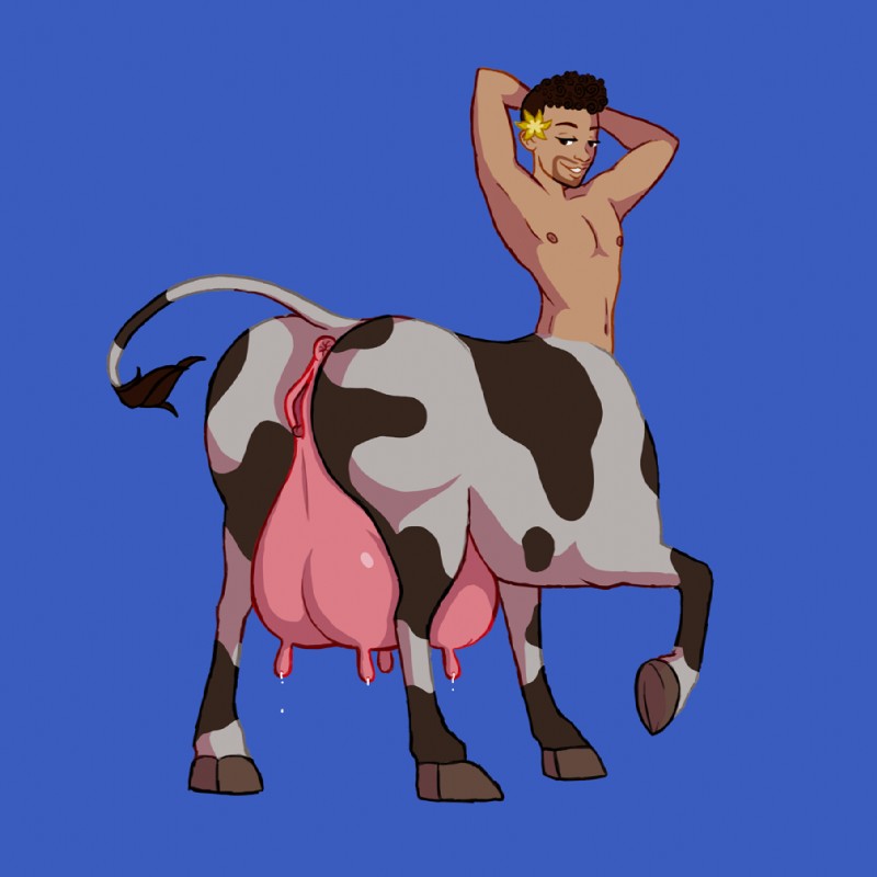 andromorph andromorph_lactation bodily_fluids butt clitoris genitals hair hooves intersex lactating male_udder milk nipples pussy simple_background solo teats udders frankly-art bovid bovid_taur bovine bovine_taur bucentaur cattle humanoid humanoid_taur mammal mammal_taur taur 1:1