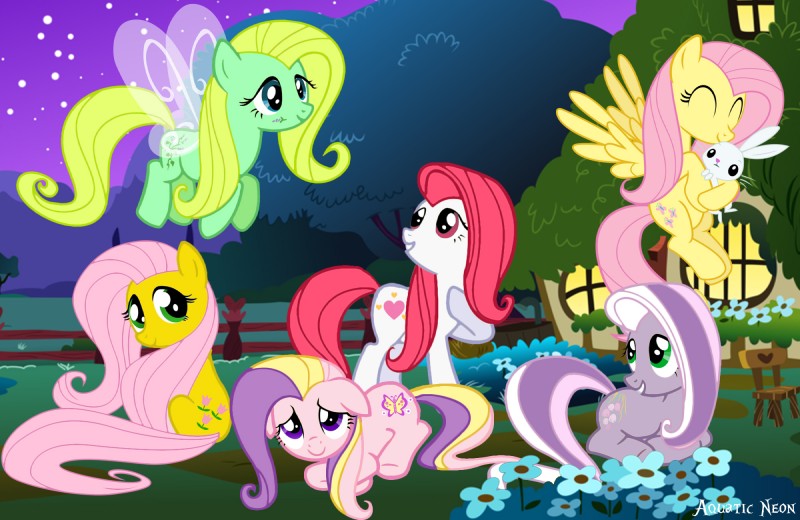 cutie_mark feathered_wings feathers female feral group on_model past_meets_present pre-g4 square_crossover style_emulation wings yellow_body yellow_feathers aquaticneon friendship_is_magic hasbro mlp_g1 mlp_g3 my_little_pony my_little_pony_'n_friends my_little_pony_(2003) my_little_pony_tales mythology fluttershy_(mlp) fluttershy_(mlp_g3) morning_glory_(mlp) posey_(pre-g4) sweetheart_(mlp) wisteria_(mlp) equid equine flutter_pony_(mlp) mammal mythological_creature mythological_equine pegasus crossover hi_res