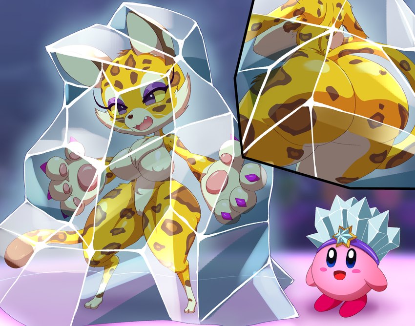 ambiguous_gender anthro big_breasts big_butt big_feet breasts butt camel_toe claws curvy_figure duo feet female frozen genital_outline hourglass_figure huge_butt ice nipple_outline pussy_outline thick_thighs wide_hips masked-agent kirby_(series) kirby_series nintendo clawroline ice_kirby kirby felid feline leopard mammal pantherine waddling_head 2022 absurd_res digital_media_(artwork) hi_res