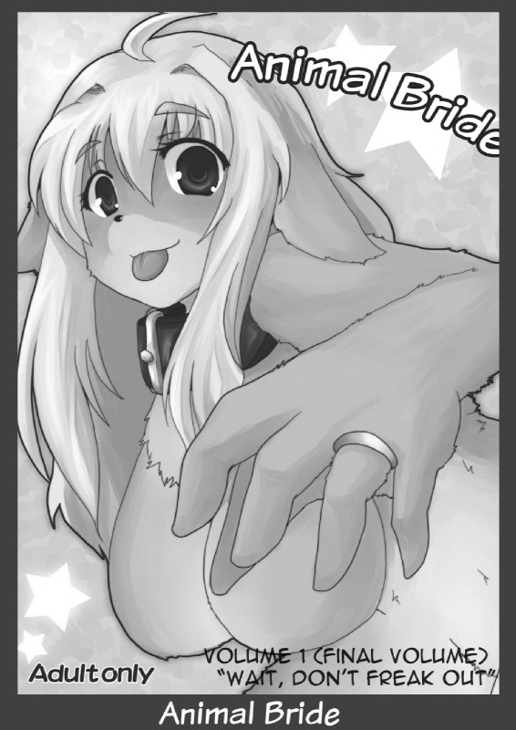 animal_bride anthro breasts collar female looking_at_viewer ring solo text tongue tongue_out shinobe animal_bride_1 canid canine canis domestic_dog mammal comic english_text greyscale hi_res monochrome translated