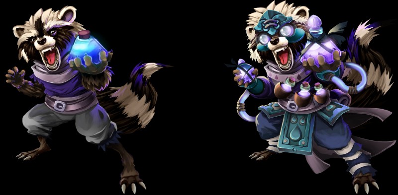 anthro clothed clothing eyewear goggles male open_mouth potion science simple_background upgrade unknown_artist primal_legends huron mammal procyonid raccoon alpha_channel hi_res official_art