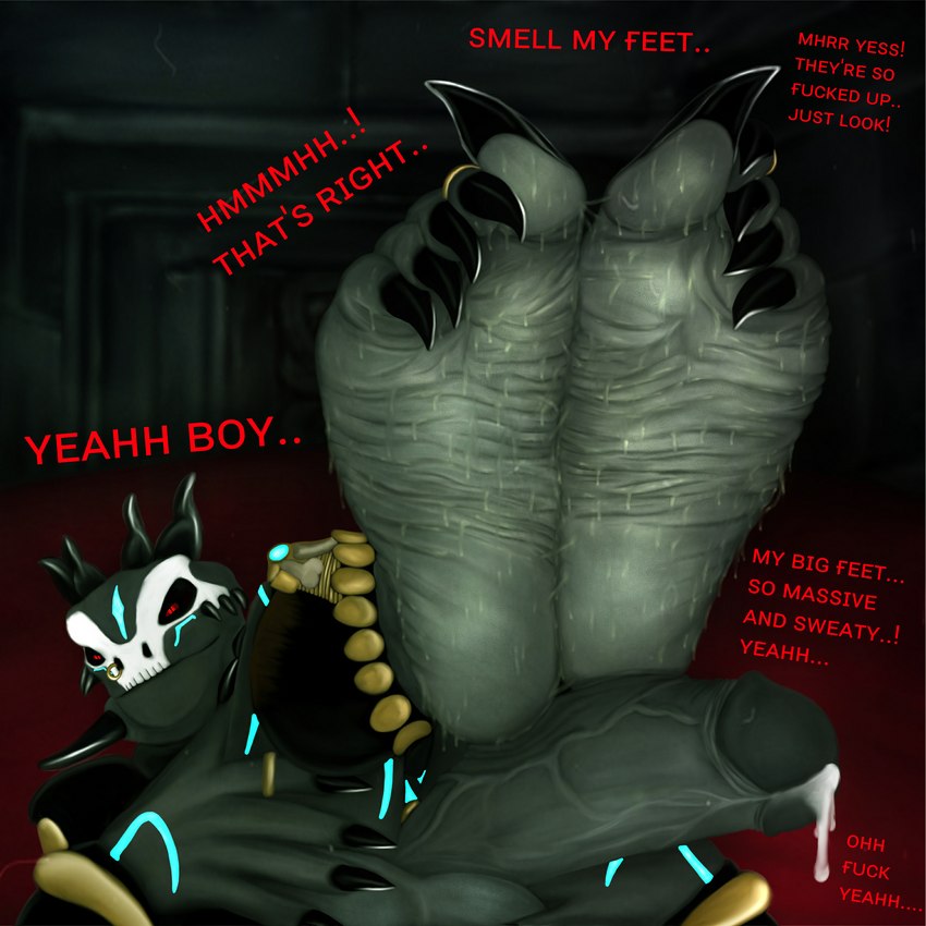 5_fingers 5_toes anthro balls barefoot big_penis black_claws black_nails bodily_fluids claws colored_nails cum digit_ring erection feet fingers foot_fetish foot_focus genital_fluids genitals grey_balls grey_penis humanoid_feet humanoid_genitalia humanoid_hands humanoid_penis jewelry male musk nails penis plantigrade precum profanity red_eyes ring smelly soles solo sweat sweaty_feet teasing text toe_claws toe_ring toes wrinkled_feet wrinkles qethwyrm666 microsoft the_elder_scrolls qeth-wyrm argonian humanoid lizard reptile scalie 1:1 absurd_res english_text hi_res