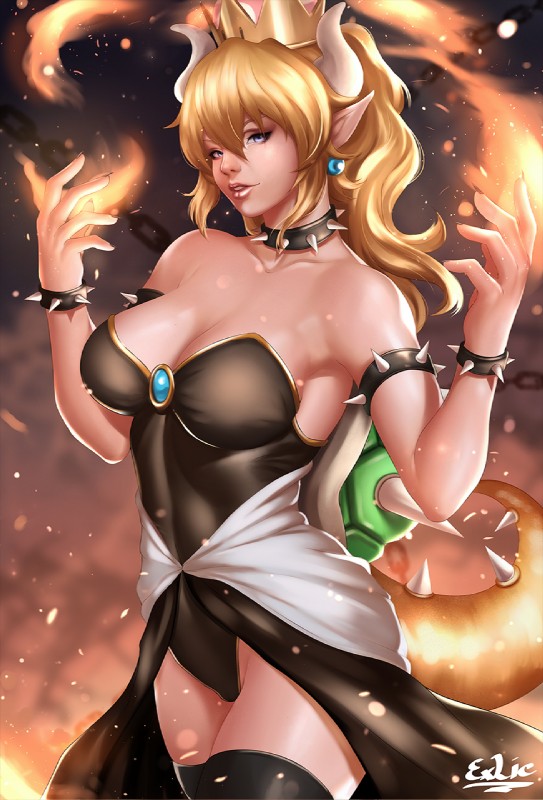 bowser (bowsette meme and etc) created by exlic