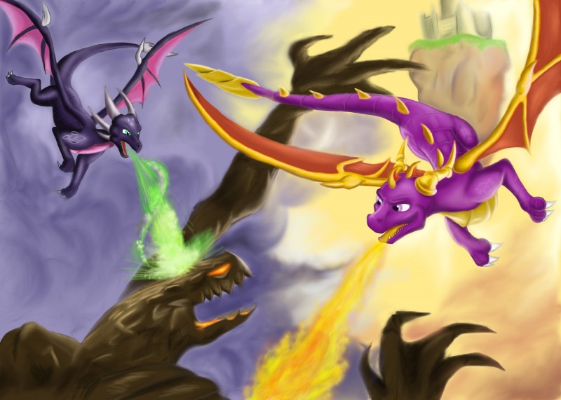 cynder and spyro (the legend of spyro and etc) created by cynder-and-spyro-fan and minerea