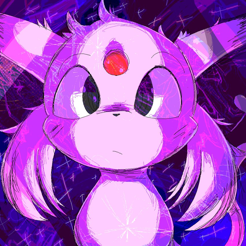 ambiguous_gender black_eyes cheek_tuft facial_tuft feral forehead_gem fur gem purple_body purple_ears purple_fur purple_tuft red_forehead_gem solo tail tuft lynasdf nintendo pokemon eeveelution espeon generation_2_pokemon pokemon_(species) 1:1 2024 colored digital_media_(artwork) shaded