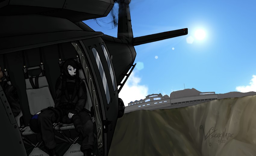 aircraft anthro balls big_balls big_bulge big_penis black_hawk_(aircraft) bulge clothing femboy genitals helicopter holding_bulge huge_balls huge_bulge huge_penis hyper hyper_bulge hyper_genitalia hyper_penis light male military military_uniform mountain penis solo sun sunlight uh-60 uh-60_blackhawk uniform vehicle vxserenade vexxus_(vxserenade) arctic_fox canid canine fox mammal true_fox hi_res