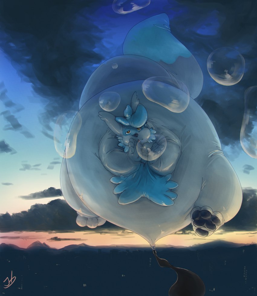 3_toes anthro balloon balloonie big_tail blowing_bubbles blue_body blue_fur bubble building cloud creases evening feet floating folds fur glistening glossy_body grey_body grey_fur hose hose_inflation house hyper inflatable inflation latex male mountain mountain_range obese orange_eyes overweight overweight_male pawpads round_body scenery sky skyscape solo tail toes tube_bulge wrinkles stormdragonblue nintendo pokemon animate_inanimate canid canine fox generation_3_pokemon hybrid latios legendary_pokemon living_inflatable mammal pokemon_(species) 2020 absurd_res colored hi_res huge_filesize