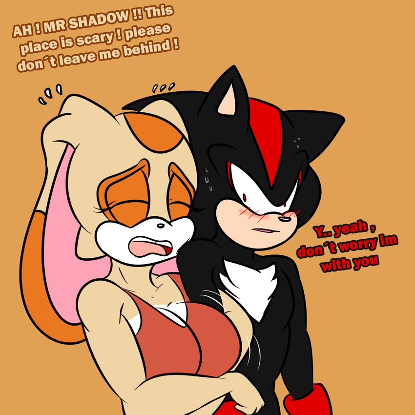 anthro big_breasts black_body black_fur blush breasts chest_tuft duo eyes_closed female fur hug male male/female open_mouth orange_body orange_fur pink_inner_ear red_body red_eyes red_fur squeezing tan_body tan_fur teeth text tuft soulyagami64 sega sonic_the_hedgehog_(series) cream_the_rabbit shadow_the_hedgehog 1:1 english_text hi_res