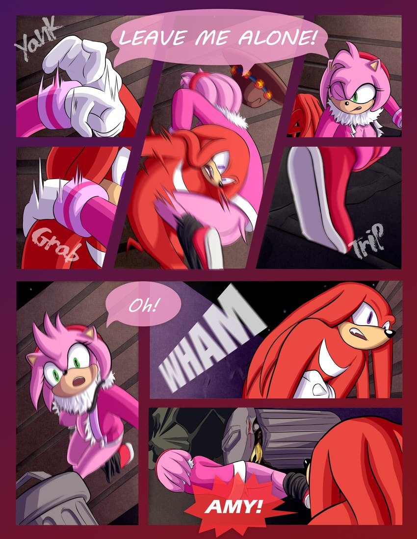 anthro breasts clothed clothing detailed_background duo exposed_breasts female fur green_eyes handwear male nipples purple_eyes sex text breech_loader toso sega sonic_the_hedgehog_(series) amy_rose knuckles_the_echidna echidna eulipotyphlan hedgehog mammal monotreme 2020 absurd_res comic english_text hi_res