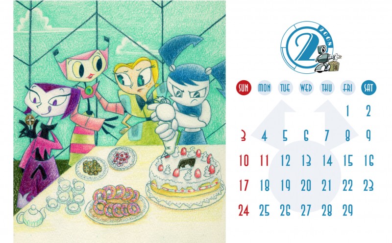 1_eye >:( annoyed blonde_hair cake calendar calendar_graphic container cookie cup dessert doughnut february_(month) female food green_eyes group hair icing inside machine metallic_body midriff not_furry open_mouth pastry pigtails purple_eyes purple_hair sky smile tea_cup teapot tongue tongue_out window yellow_sclera kiichi rei-u my_life_as_a_teenage_robot nickelodeon jenny_wakeman melody_locus the_illusive_mystery vega_(my_life_as_a_teenage_robot) xj-2 android human humanoid mammal robot robot_humanoid 2008 digital_media_(artwork) hi_res mixed_media traditional_media_(artwork)