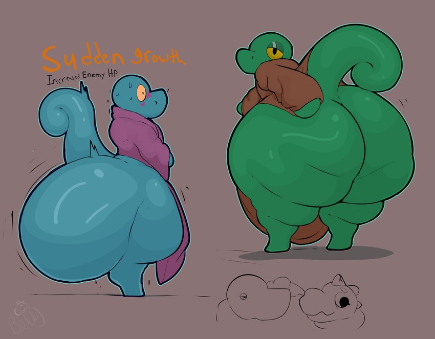 anthro big_butt blush bottom_heavy butt clothing clothing_pull curled_tail expansion huge_butt huge_thighs hyper hyper_butt male rear_view robe shocked solo tail text thick_thighs wardrobe_malfunction bellyboi13 belly_lentel lizard reptile scalie absurd_res digital_media_(artwork) hi_res