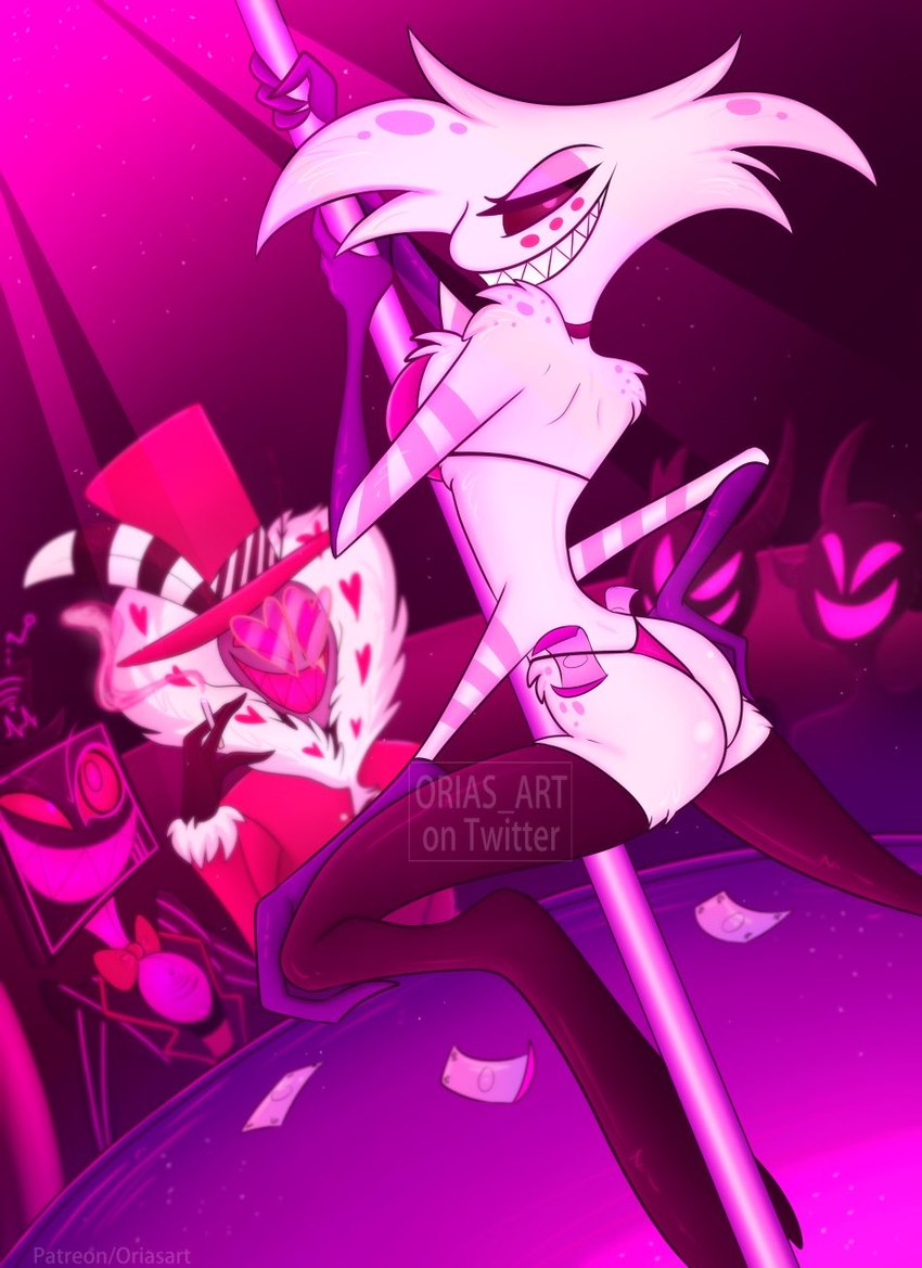 angel dust, valentino, and vox (hazbin hotel) created by spiderpeets